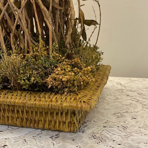 Vntage Floral Arrangement Centerpiece White Roses Twigs - Picture 3 of 5